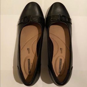 Clark’s 2.5” Black Leather Wedge Heels